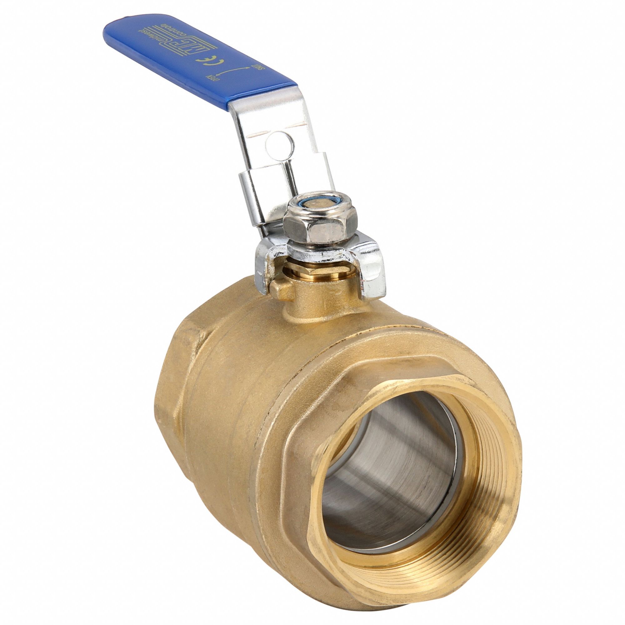 Manual Two-Way Ball Valve: 2 in, Brass, Straight, FNPT x FNPT, Full Port Ball Port