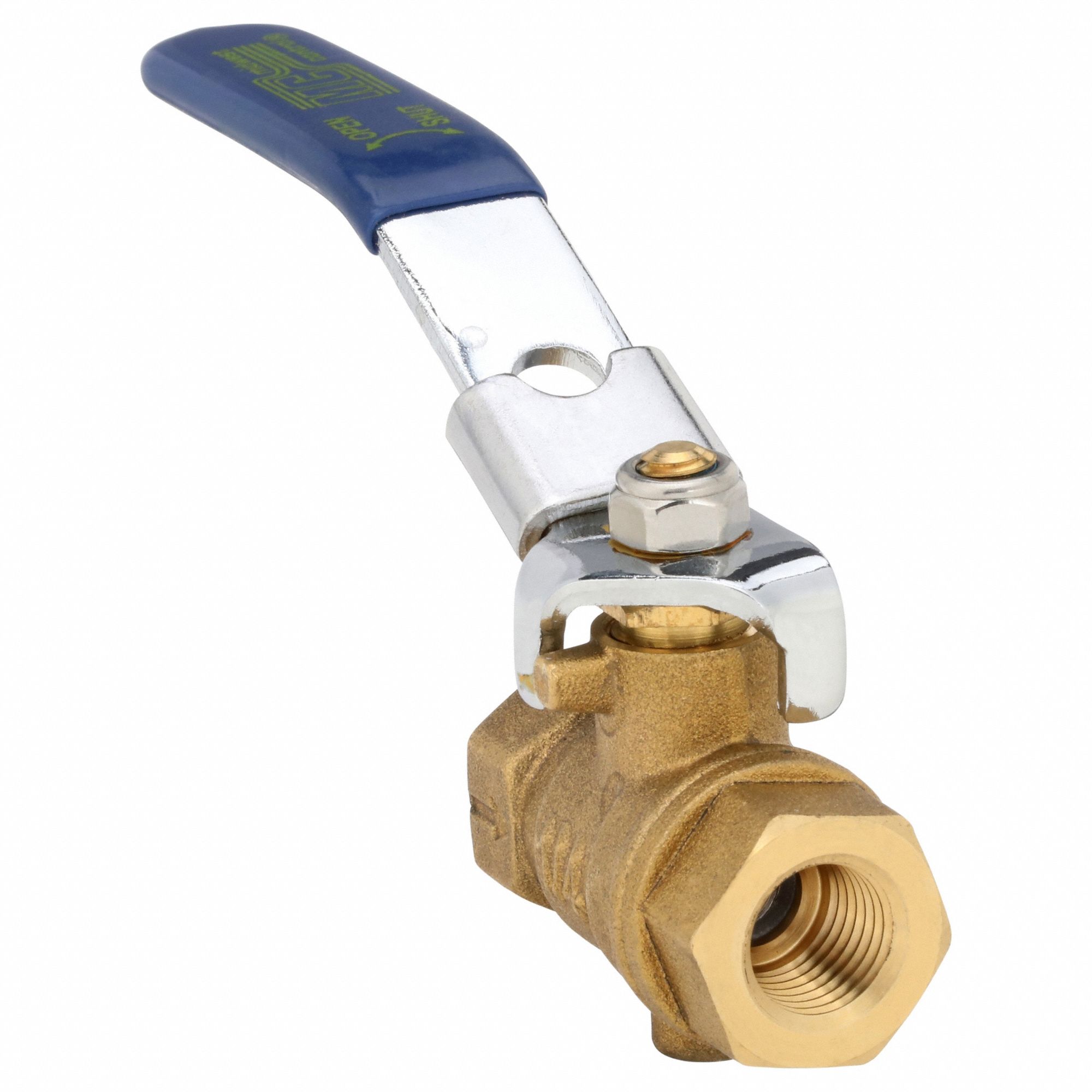 Manual Two-Way Ball Valve: 1/4 in, Brass, Straight, FNPT x FNPT, Full Port Ball Port