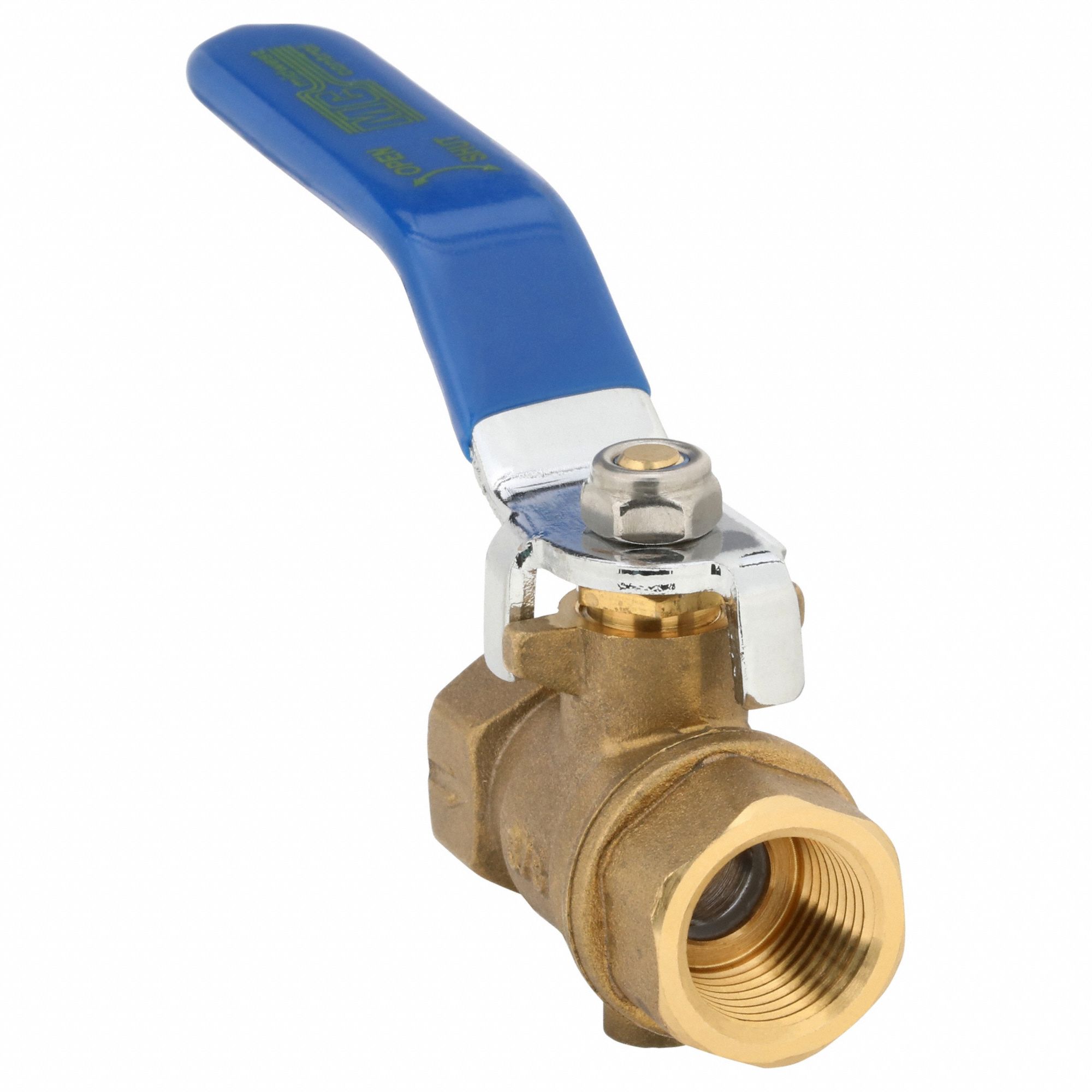 Manual Two-Way Ball Valve: 3/8 in, Brass, Straight, FNPT x FNPT, Full Port Ball Port