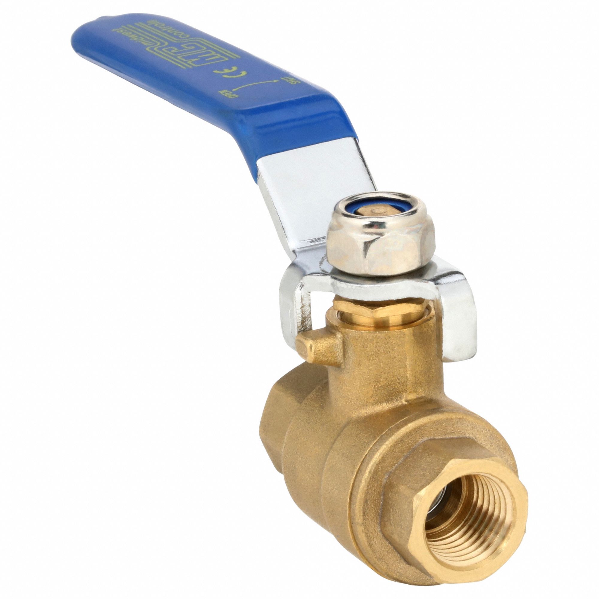 Manual Two-Way Ball Valve: 1/4 in, Brass, Straight, FNPT x FNPT, Full Port Ball Port