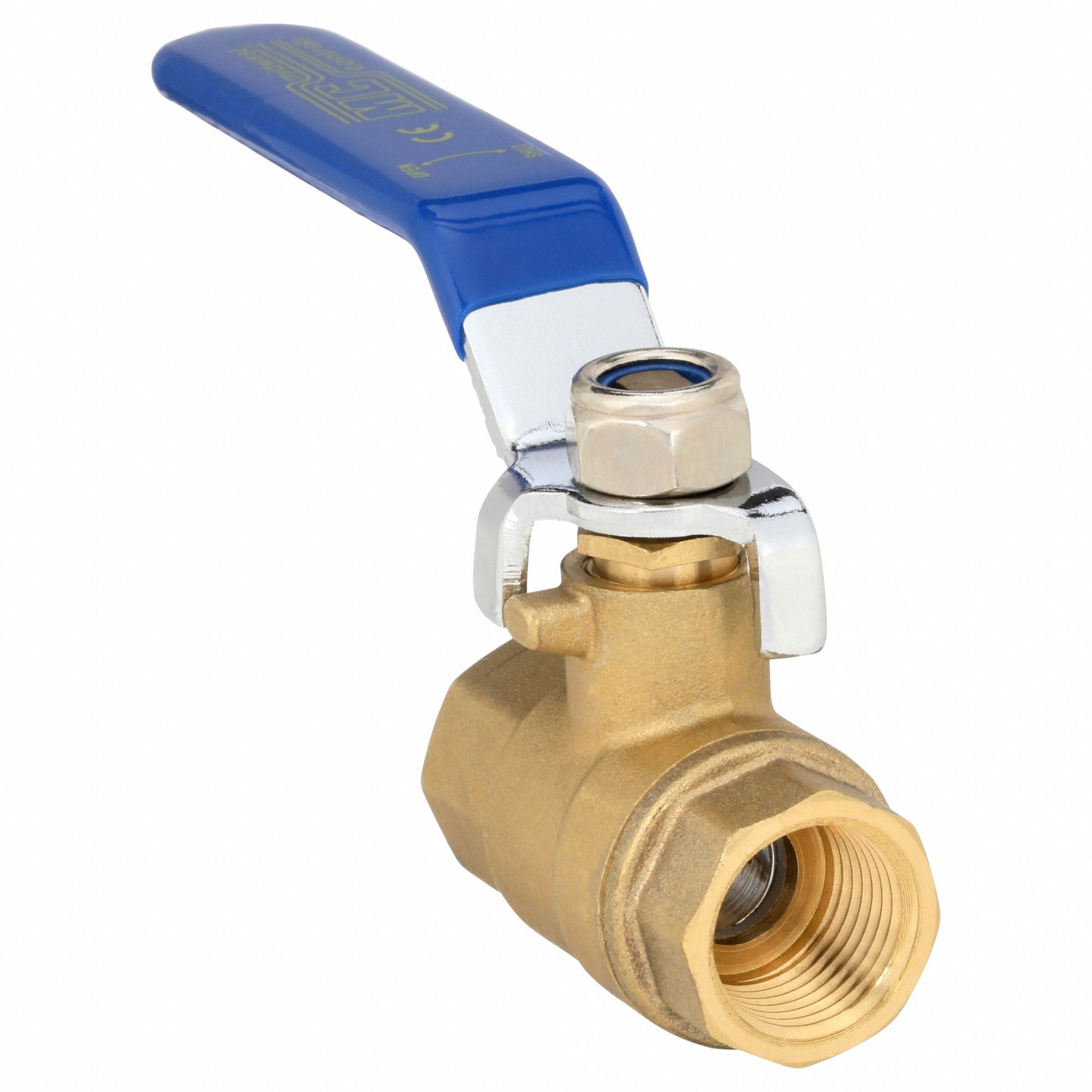 Manual Two-Way Ball Valve: 3/8 in, Brass, Straight, FNPT x FNPT, Full Port Ball Port