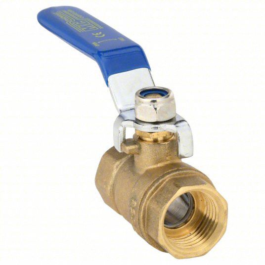 Manual Two-Way Ball Valve: 1 in, Brass, Straight, FNPT x FNPT, Full Port Ball Port