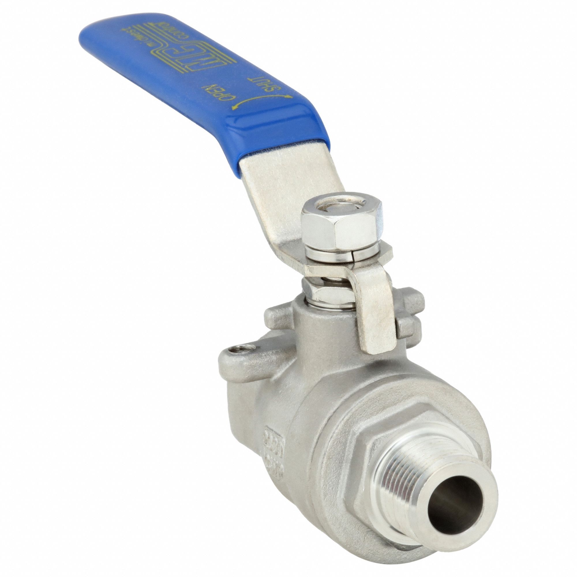 Manual Two-Way Ball Valve: 3/8 in, 316 Stainless Steel, Straight Valve Body, Lever