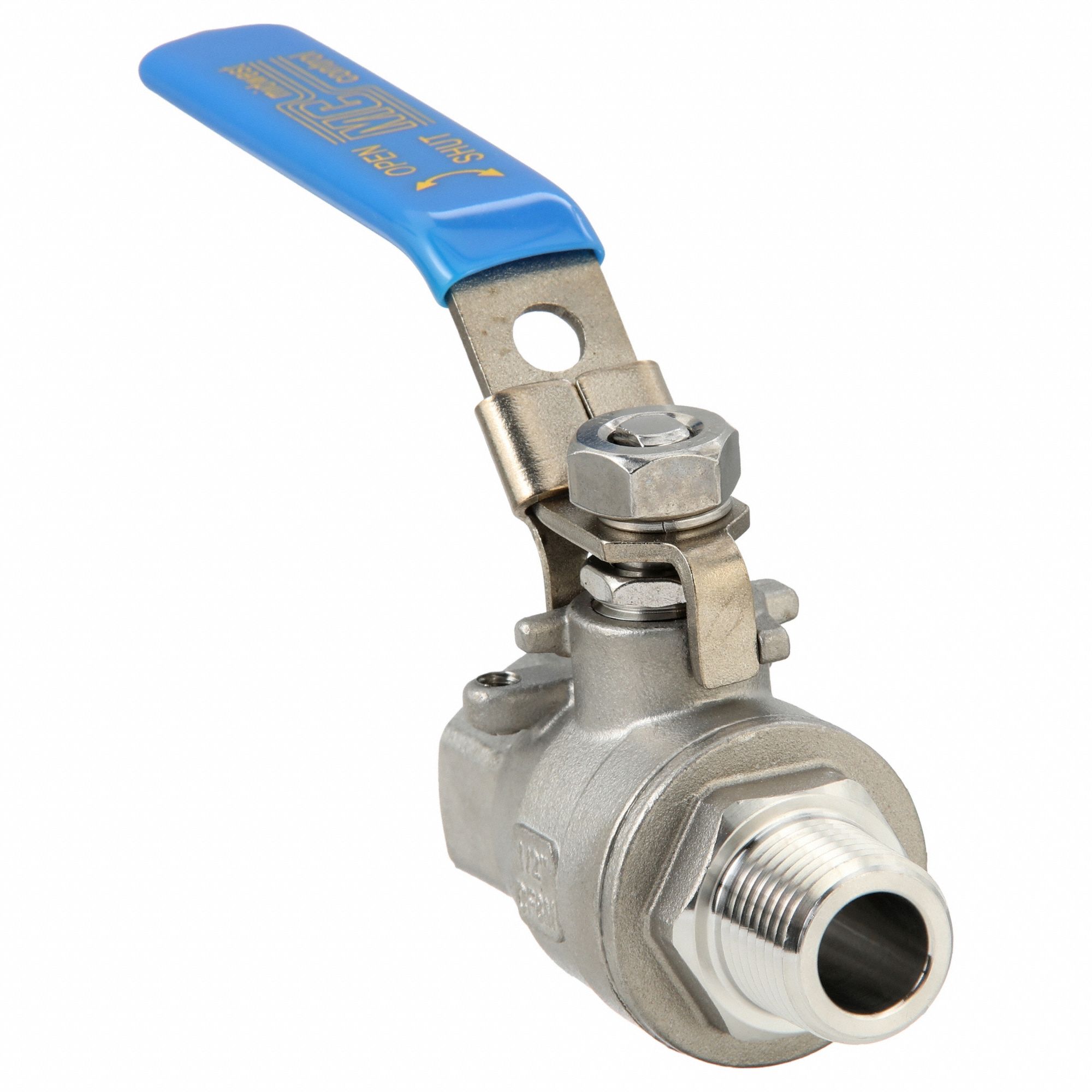 Manual Two-Way Ball Valve: 1/2 in, 316 Stainless Steel, Straight Valve Body, Lever