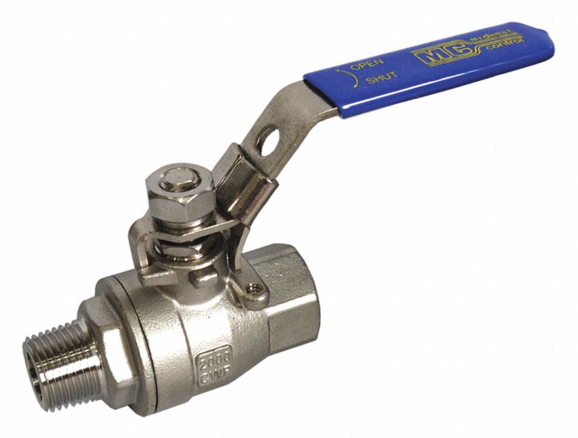 GRAINGER APPROVED G-SSVM-50 Manual 2-Way Ball Valve,NPT,316 SS 20K937