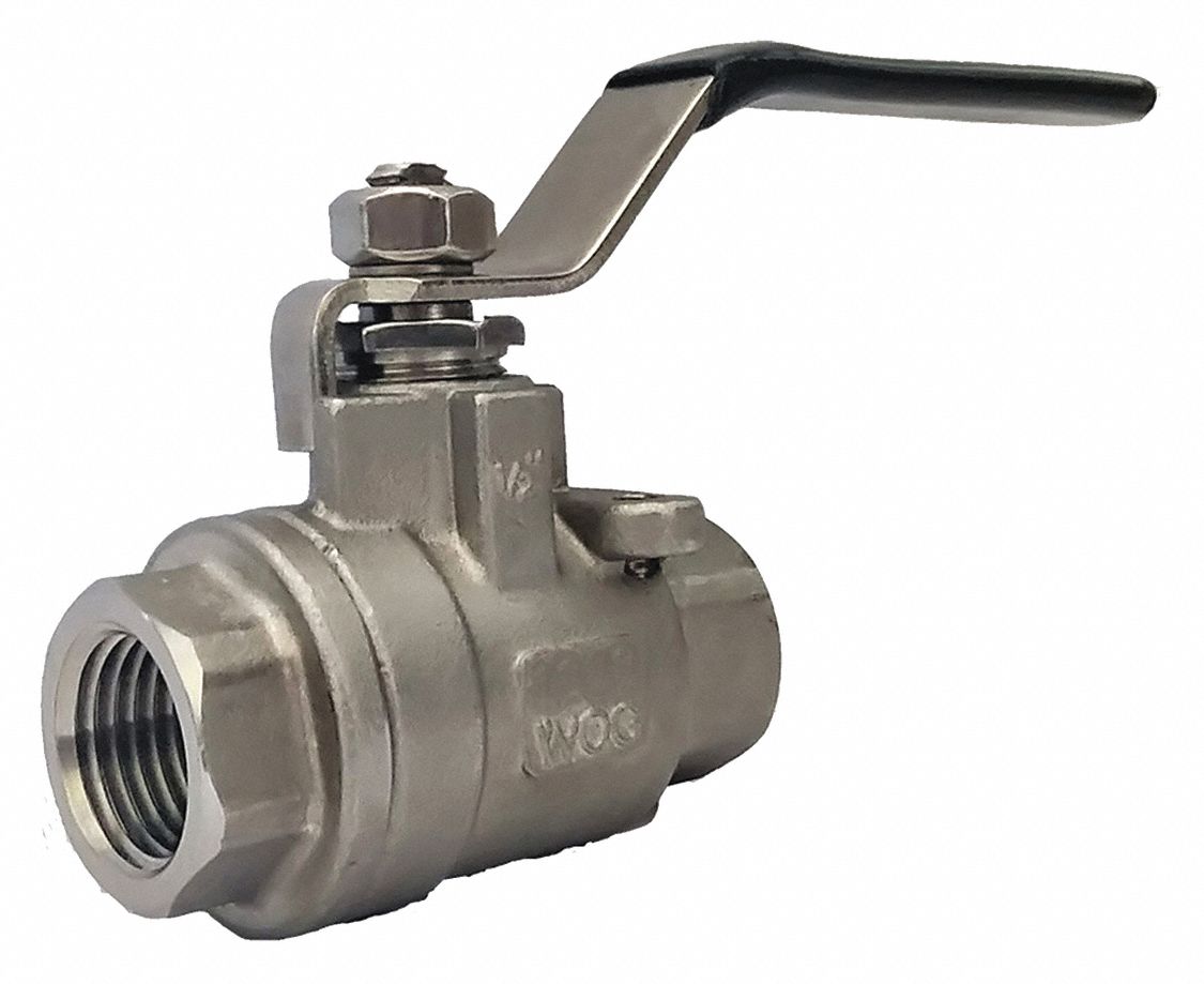 MANUAL TWO-WAY BALL VALVE: ⅜ IN, 316 STAINLESS STEEL, STRAIGHT VALVE BODY, LEVER