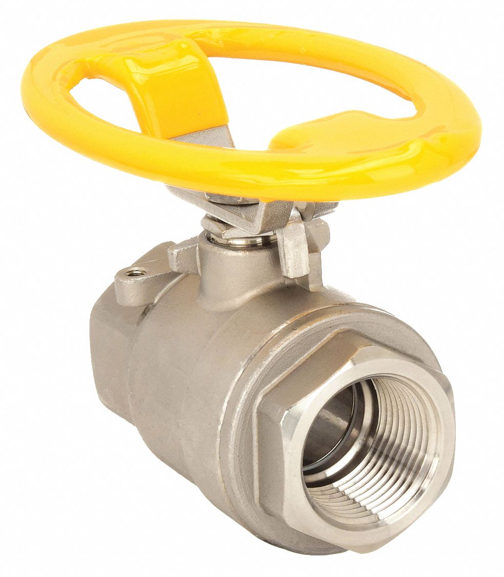 Ball Valve, 316 Stainless Steel, Inline, 2-Piece, Pipe Size 1 In ...