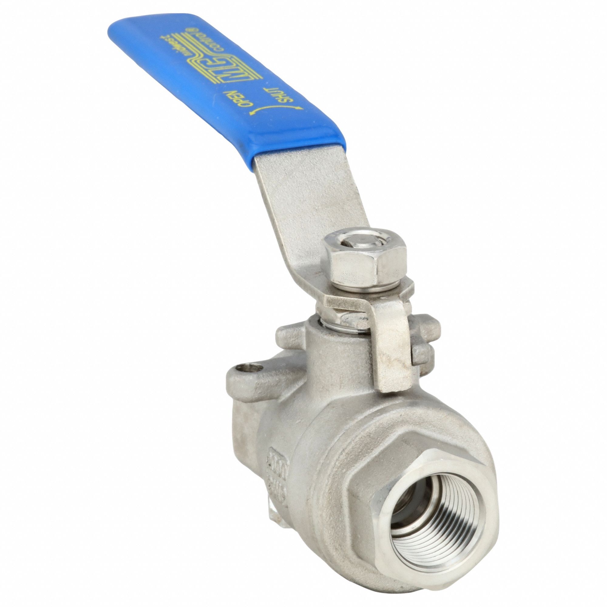 Manual Two-Way Ball Valve: 3/8 in, 316 Stainless Steel, Straight Valve Body, Lever