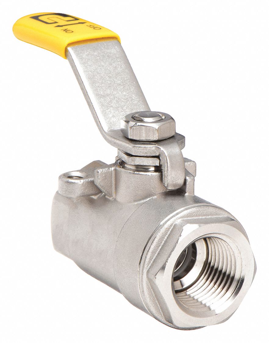 Ball Valve, 316 Stainless Steel, Inline, 2-Piece, Pipe Size 1/2 In ...