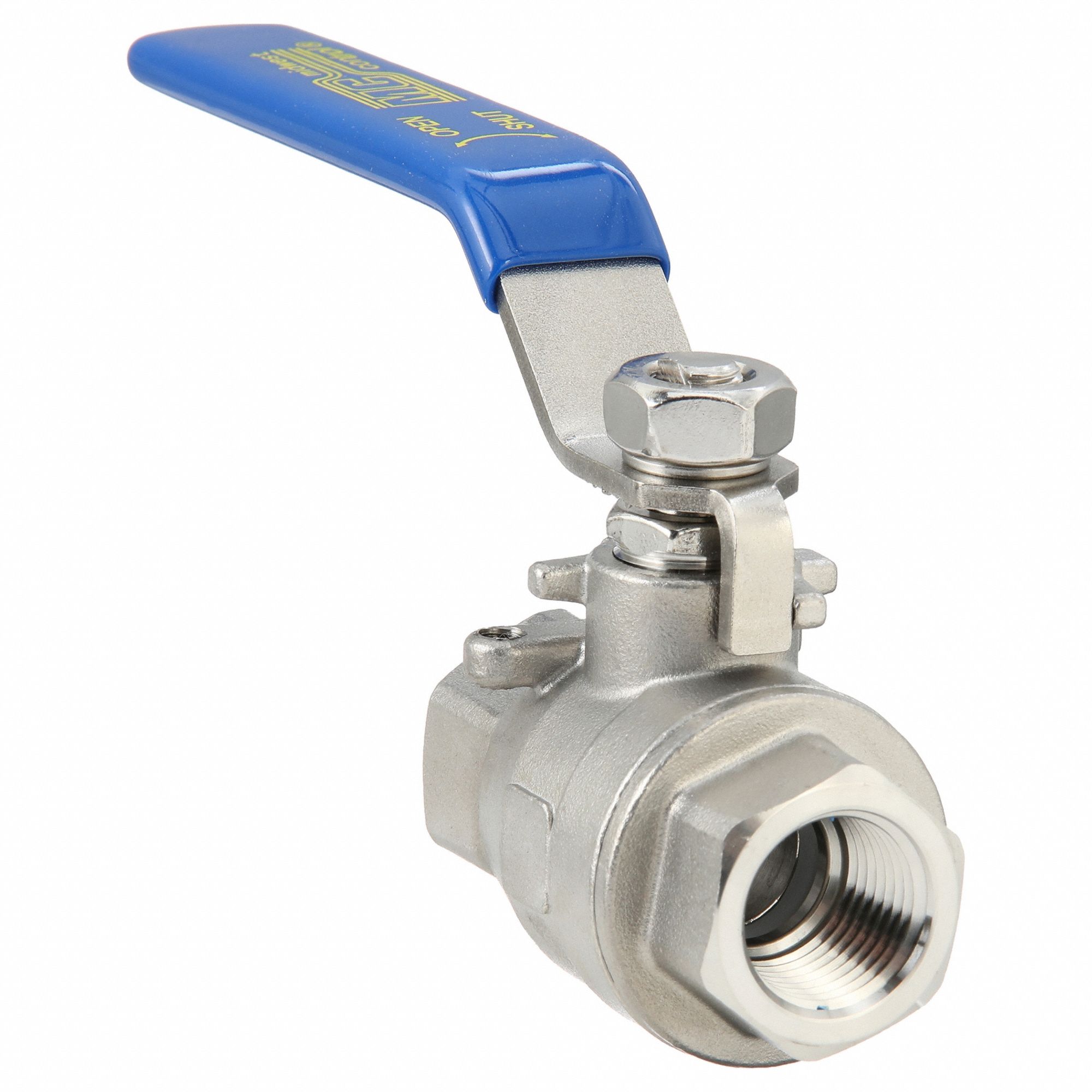 Manual Two-Way Ball Valve: 1/2 in, 316 Stainless Steel, Straight Valve Body, Lever
