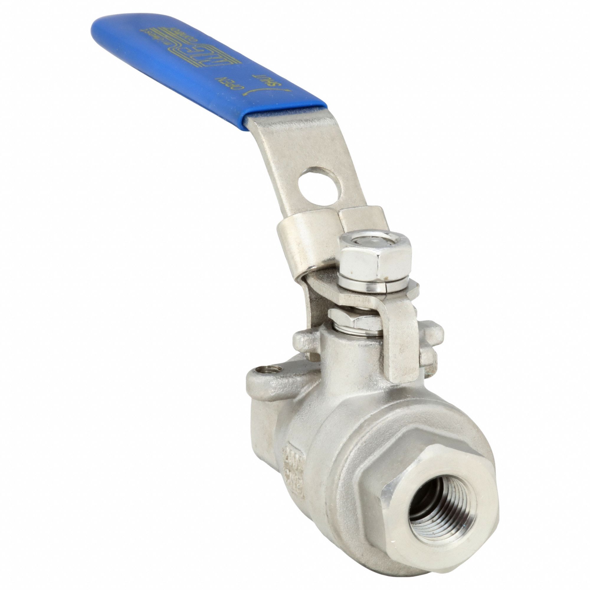 Manual Two-Way Ball Valve: 1/4 in, 316 Stainless Steel, Straight Valve Body, PTFE