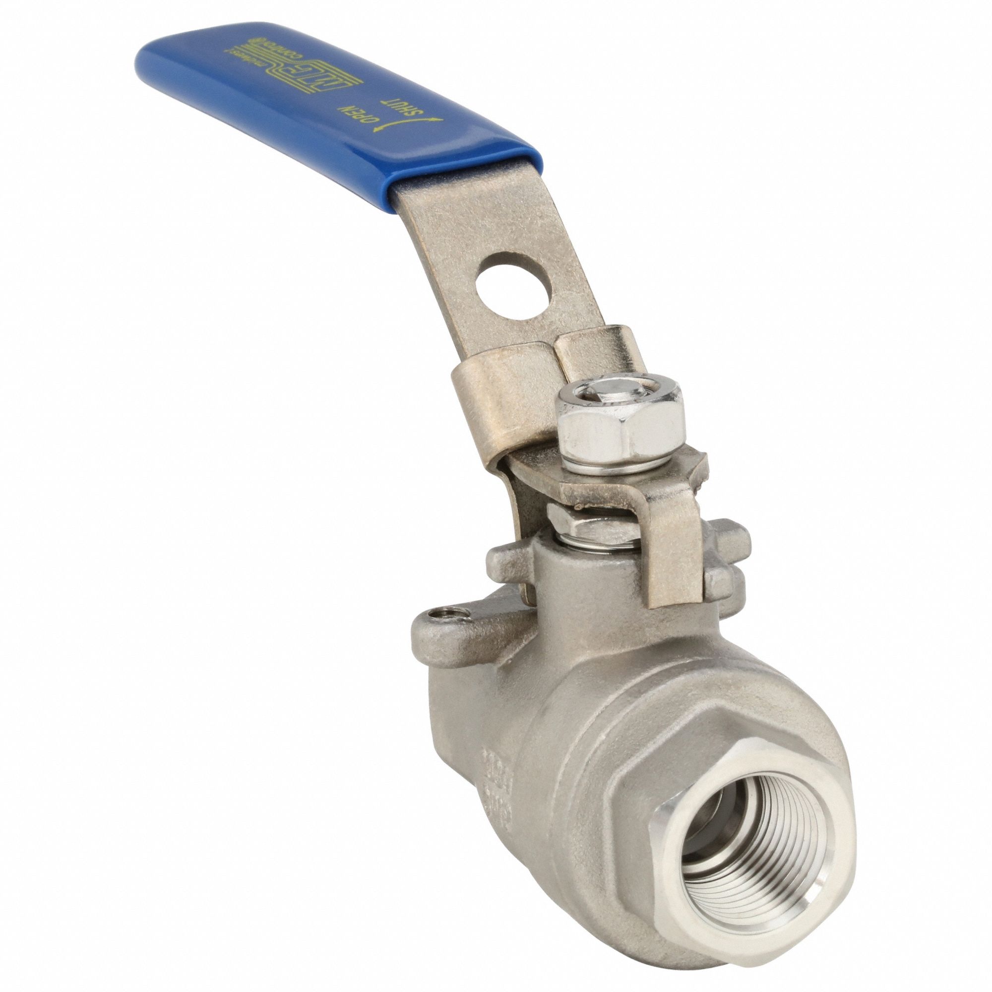 Manual Two-Way Ball Valve: 3/8 in, 316 Stainless Steel, Straight Valve Body, PTFE