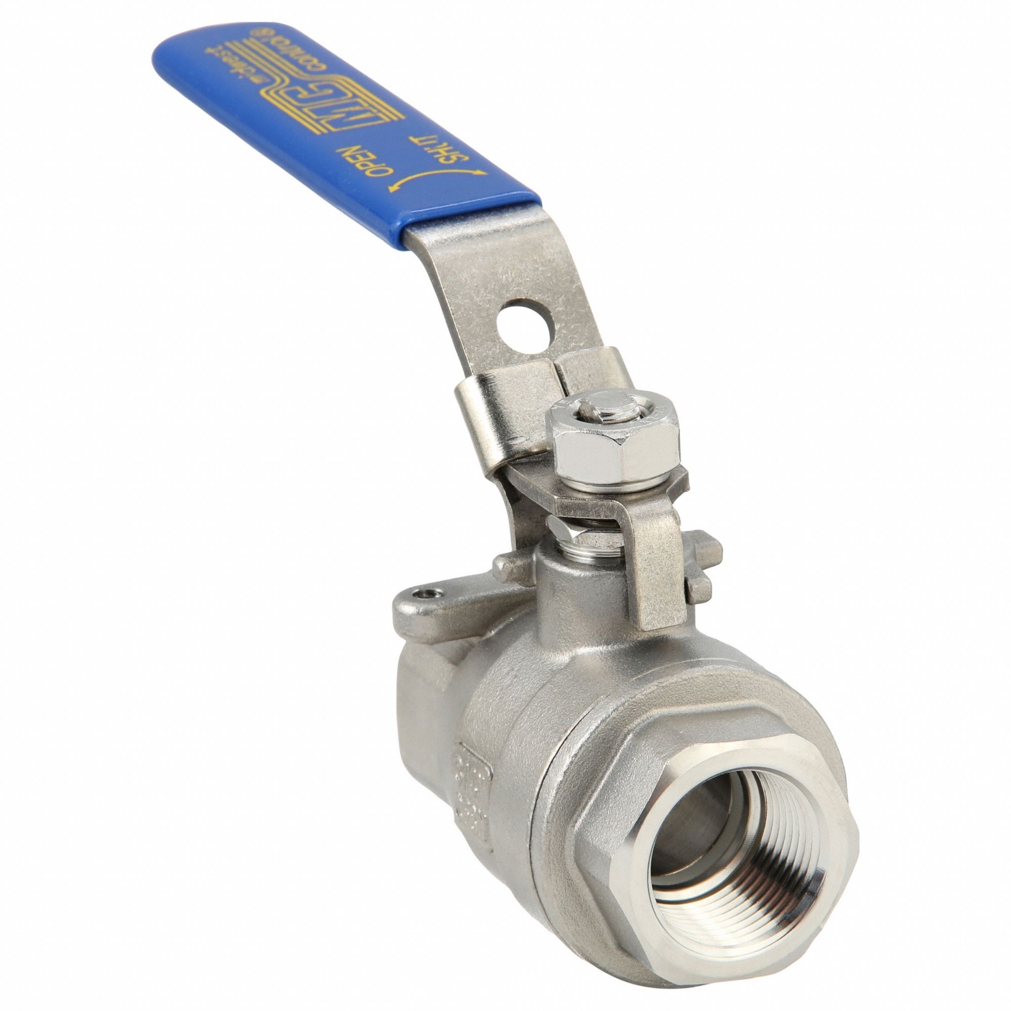 Manual Two-Way Ball Valve: 3/4 in, 316 Stainless Steel, Straight Valve Body, PTFE