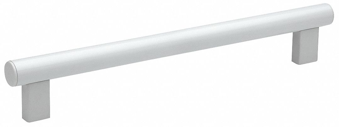 Pull Handle: Threaded Holes, Aluminum, White, 11.81 in Mounting Hole Center to Center, 1.18 in