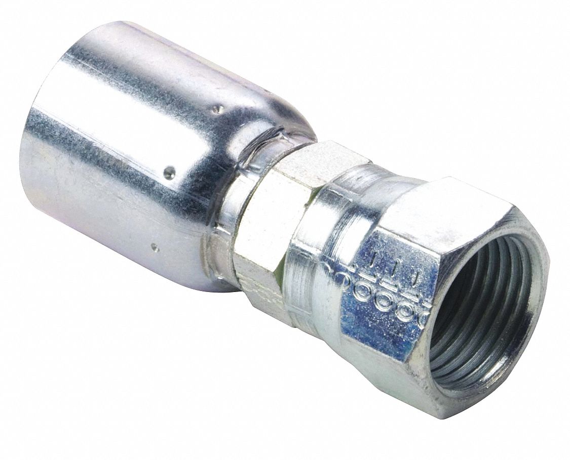 EATON WEATHERHEAD Hydraulic Crimp Fitting Steel x Steel, Straight, 6 For Hose Dash Size