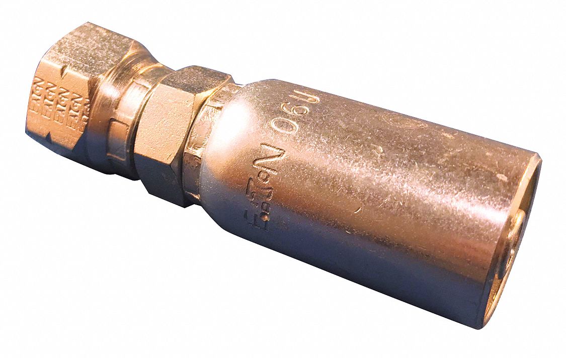 Hydraulic Crimp Fitting: Carbon Steel, Straight, -6 For Hose Dash Size, Female x Male