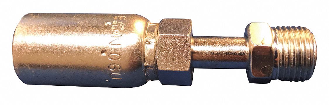 Hydraulic Crimp Fitting: Carbon Steel, Straight, -6 For Hose Dash Size, Male x Male