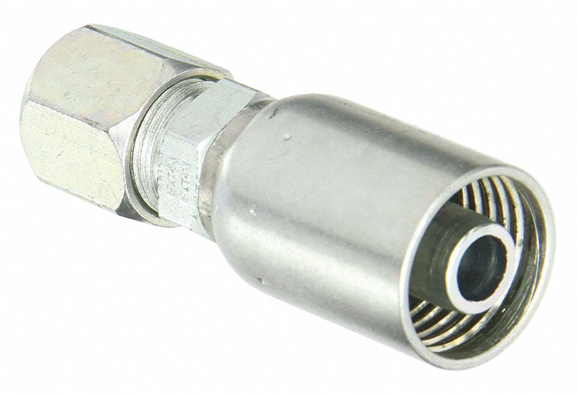 Hydraulic Crimp Fitting: -8 For Hose Dash Size, For 1/2 in Hose I.D., Ferrule Lock x Hose End