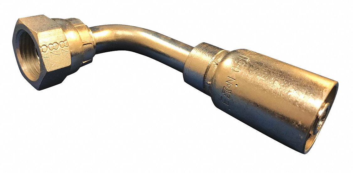 Hydraulic Crimp Fitting: Carbon Steel, 90° Elbow, -8 For Hose Dash Size, Female x Male