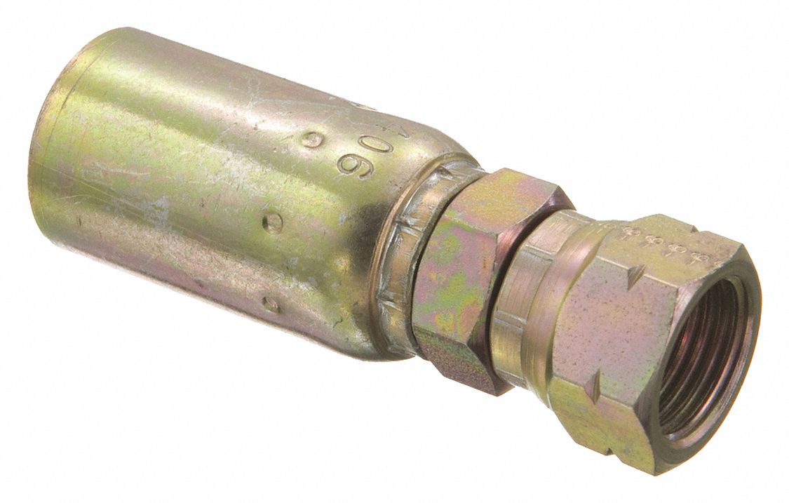 Hydraulic Crimp Fitting: Carbon Steel, Straight, -12 For Hose Dash Size, Female x Male