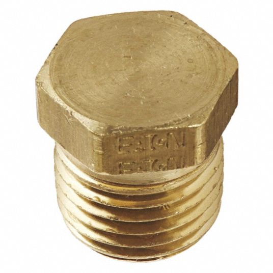 Hydraulic Hose Plug: Brass, 1/4 in Fitting Size, 1,200 psi Max. Working Pressure @ 70 F