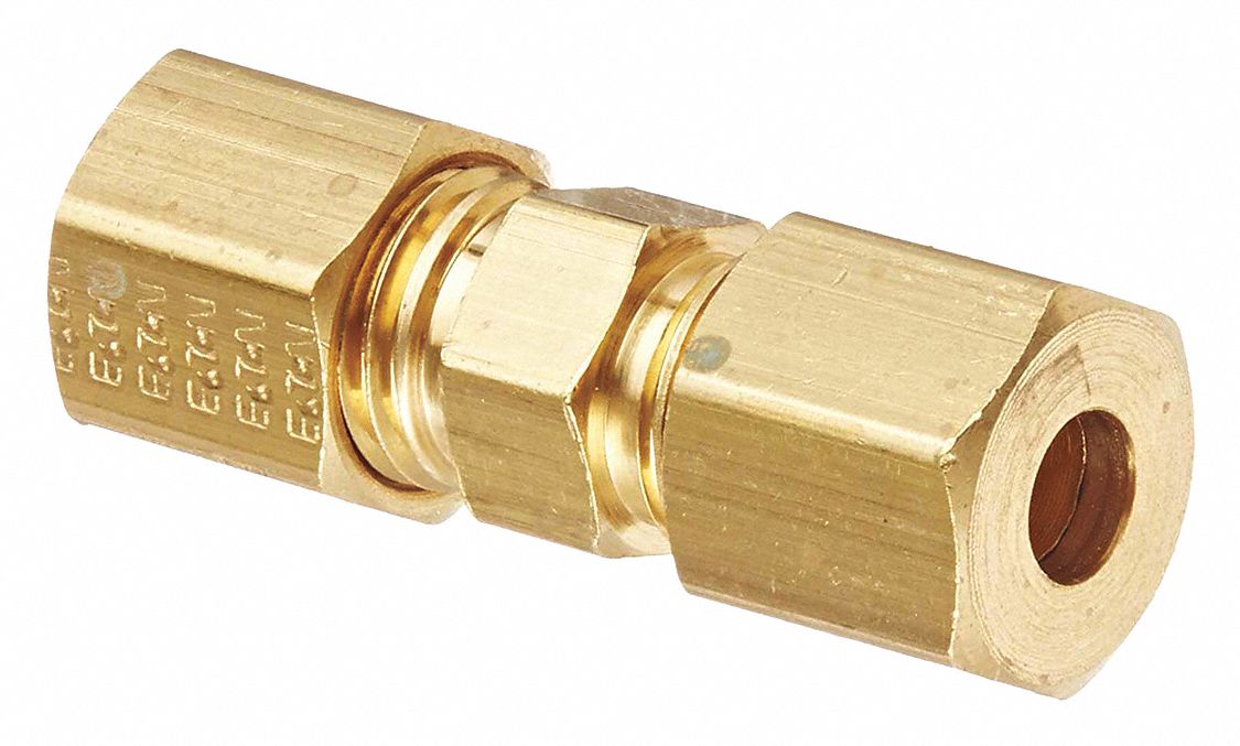 Compression Fitting Union: 1/8 in OD x 1/8 in OD Fitting Size, Compression x Compression