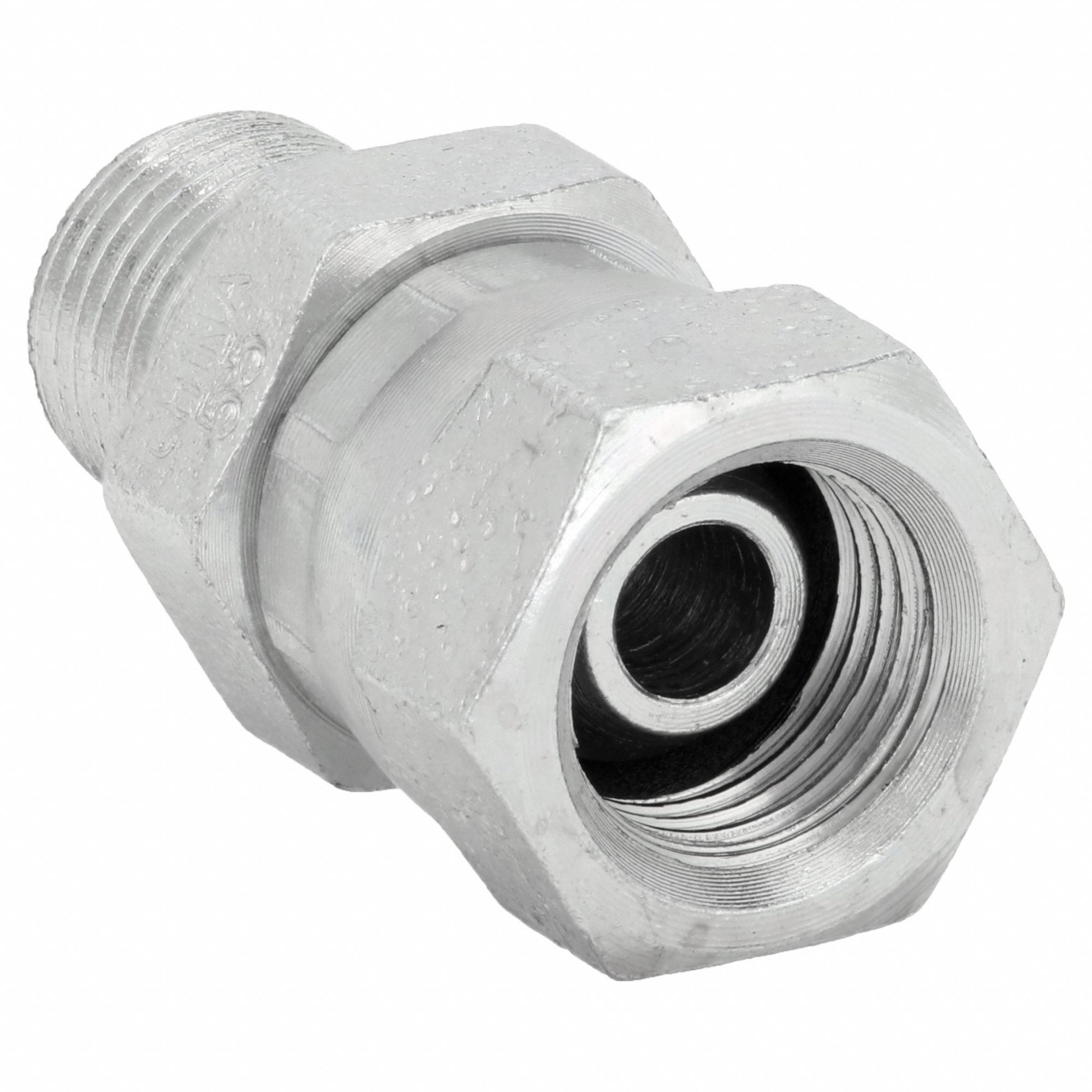 Hydraulic Hose Adapter: 1/8 in x 1/8 in Fitting Size, Female x Male, NPSM x NPTF, Swivel, Straight