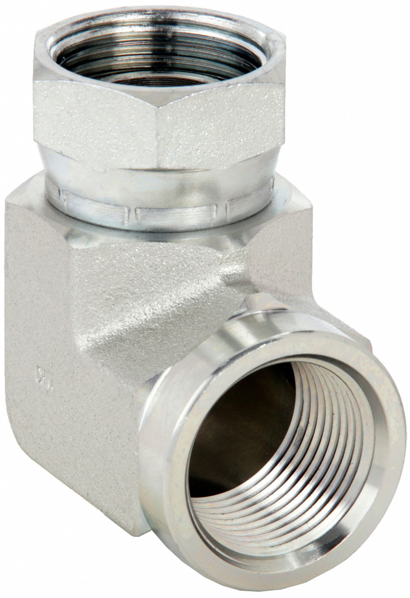 Hydraulic Hose Adapter: 1 in x 1 in Fitting Size, Female x Female, NPSM x NPTF, Swivel, 90° Elbow