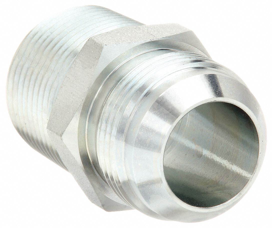 Hydraulic Hose Adapter: 1 in x 1 in Fitting Size, Male x Male, NPTF x JIC, Rigid, Straight