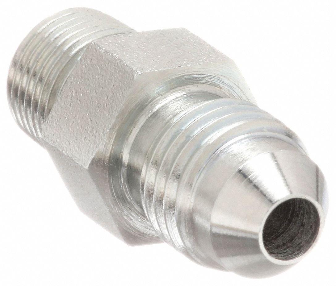 Hydraulic Hose Adapter: 1/2 in x 1/2 in Fitting Size, Male x Male, NPTF x JIC, Rigid, Straight