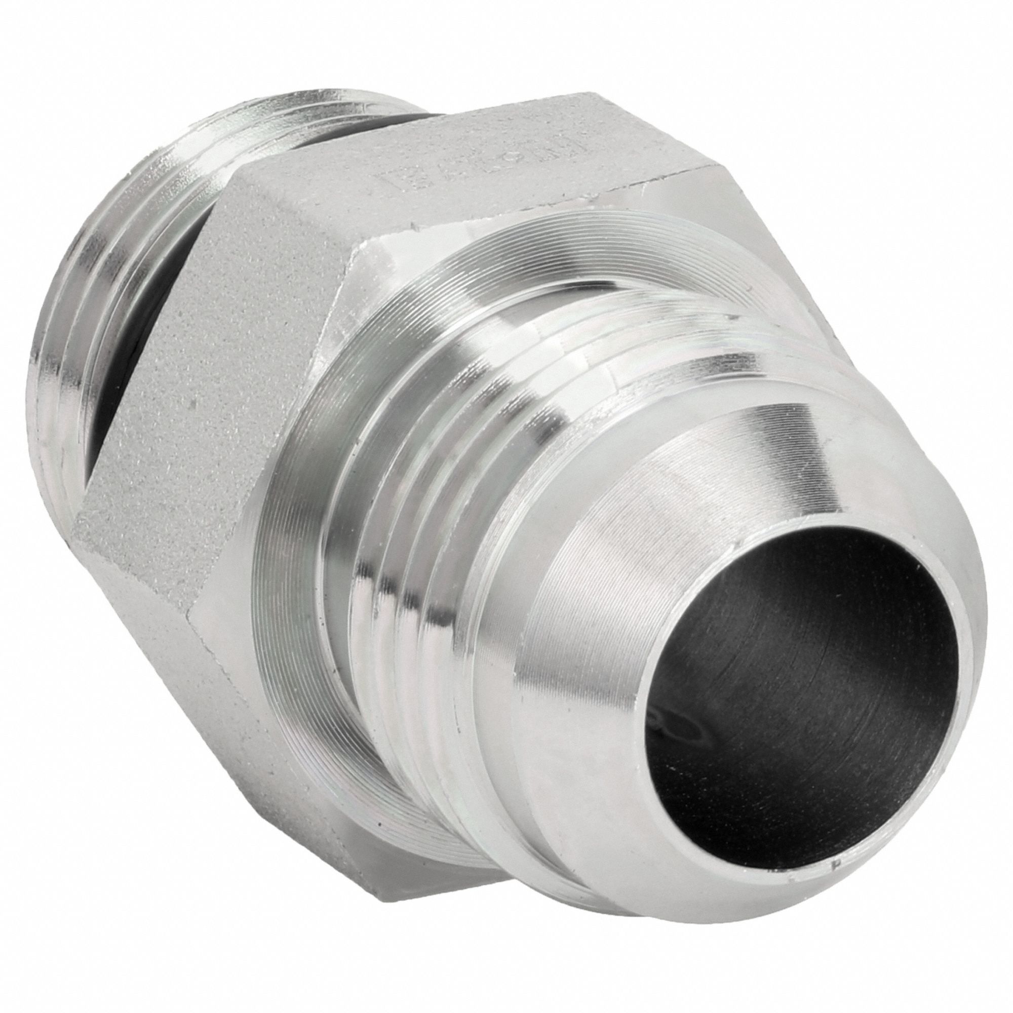Hydraulic Hose Adapter: 1 in x 1 in Fitting Size, Male x Male, NPTF x ORB, Rigid, Straight