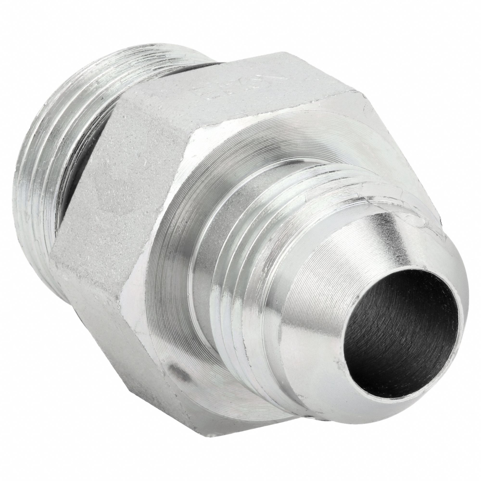 Hydraulic Hose Adapter: 1/2 in x 5/8 in Fitting Size, Male x Male, ORB x JIC, Rigid, Straight