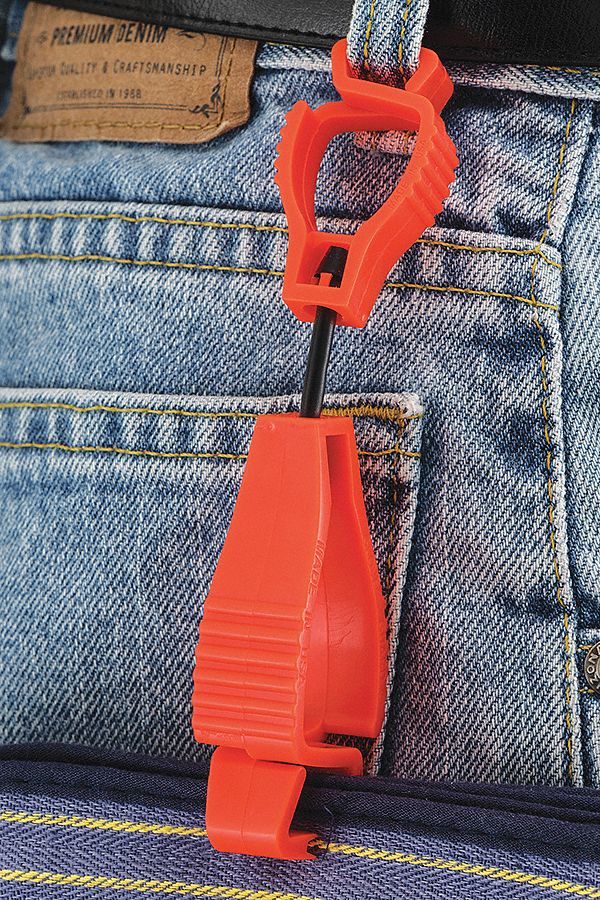 Glove Guard Clip,  Blaze Orange Blank