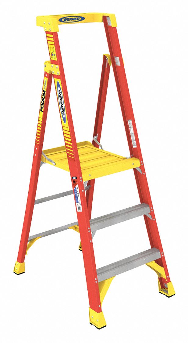 PODIUM STEPLADDER,3 FT,FIBERGLASS,300 LB