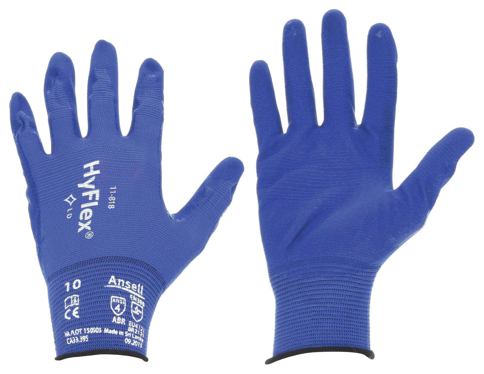 Coated Gloves: 2XL ( 11 ), Rough, Foam Nitrile, Palm, Dipped, ANSI Abrasion Level 4, 1 PR