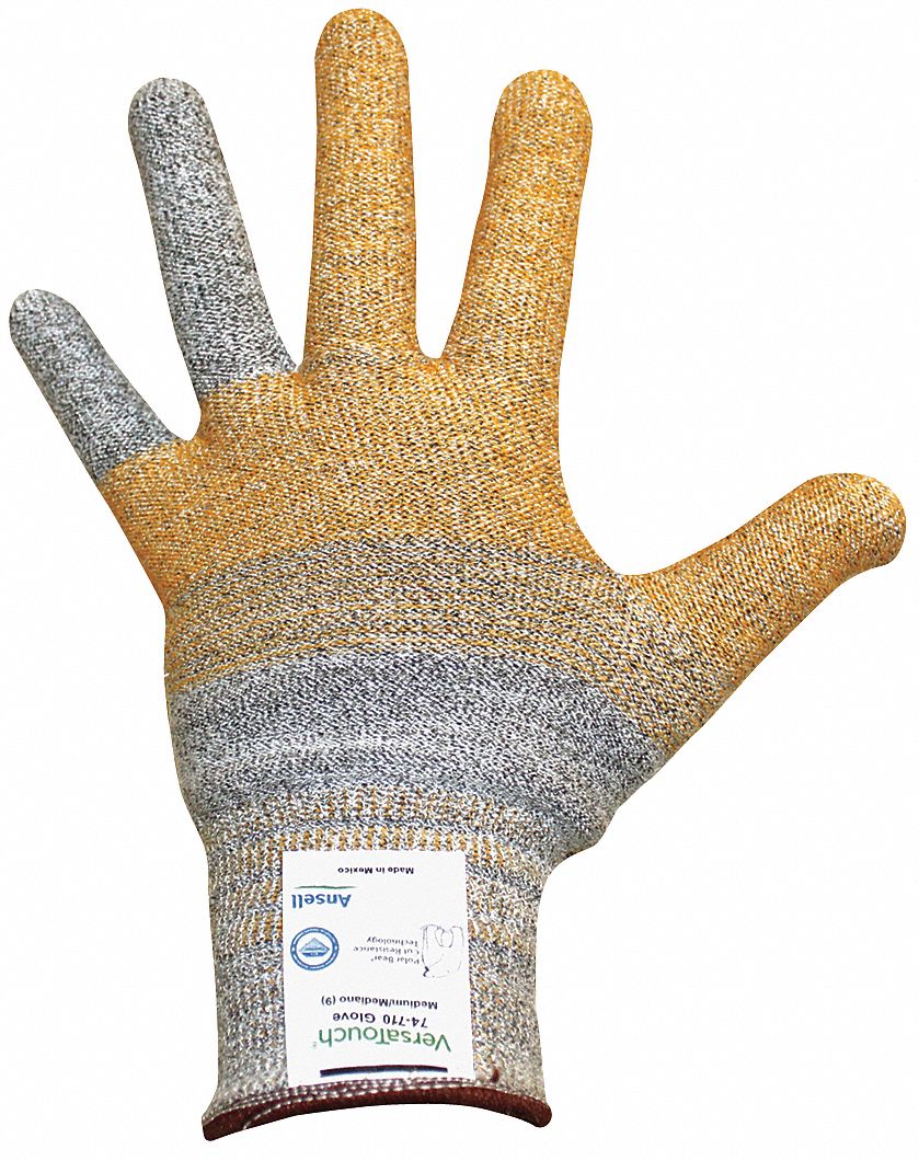 Cut Resistant Gloves,Gray/Gold,10