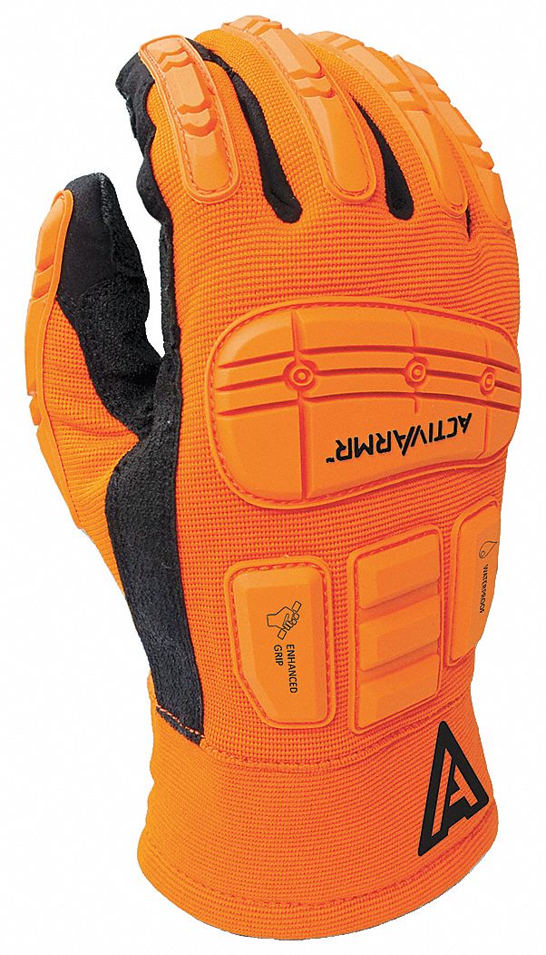 Mechanics Gloves,10,Hi-Vis Orange/Blk,PR