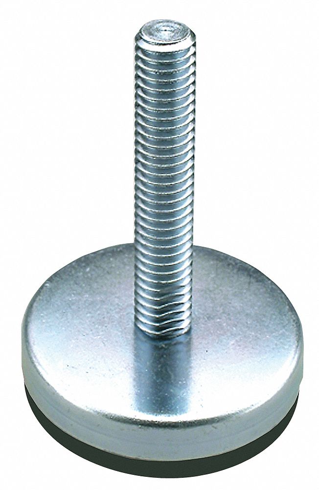 Leveling Mount: Fixed Stud, 1 13/64 in Base Dia., 2.25 in Ht, 250 lb, M8 Thread Size