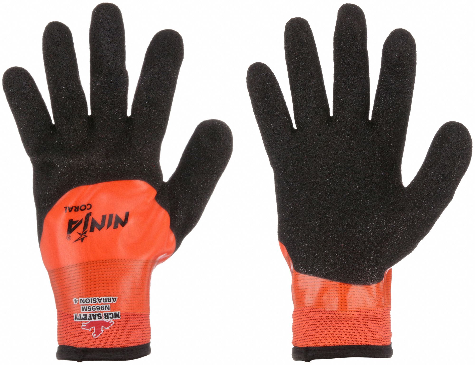 COATED GLOVES, XL (10), ¾ DIPPED, PVC, NYLON, 15 GA, ROUGH, ORANGE