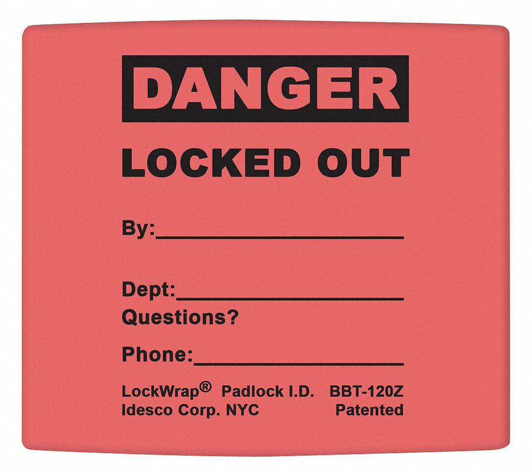 Padlock Label, 2.125inx1.5in, Olefin, PK25