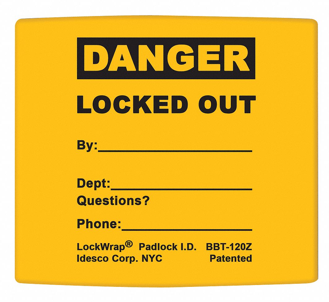 Padlock Label, 2.125inx1.5in, Olefin, PK25