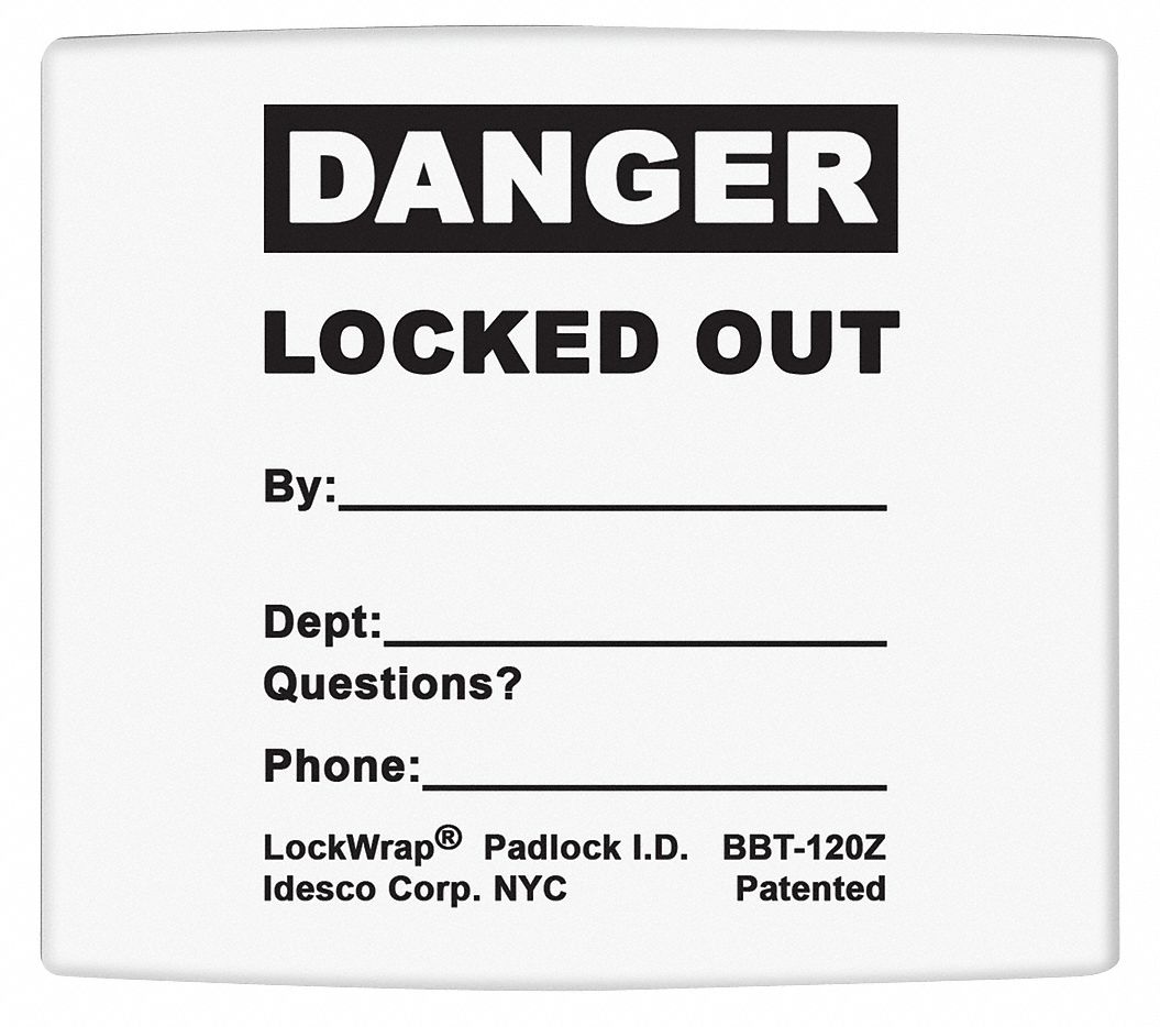 Padlock Label, 2.125inx1.5in, Olefin, PK25