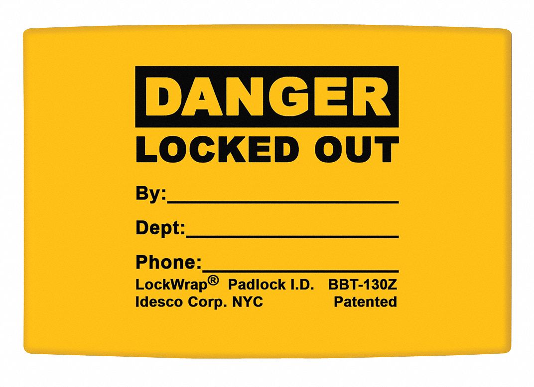 Padlock Label, 1.625inx1.5in, Olefin, PK25