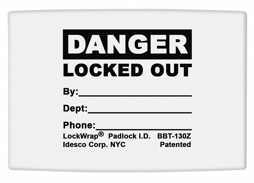 Padlock Label, 1.625inx1.5in, Olefin, PK25