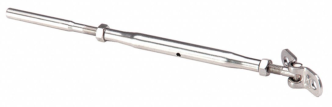 Hand Crimp Turnbuckle with Deck Toggle: 316 Stainless Steel, 3/16 in Wire Size