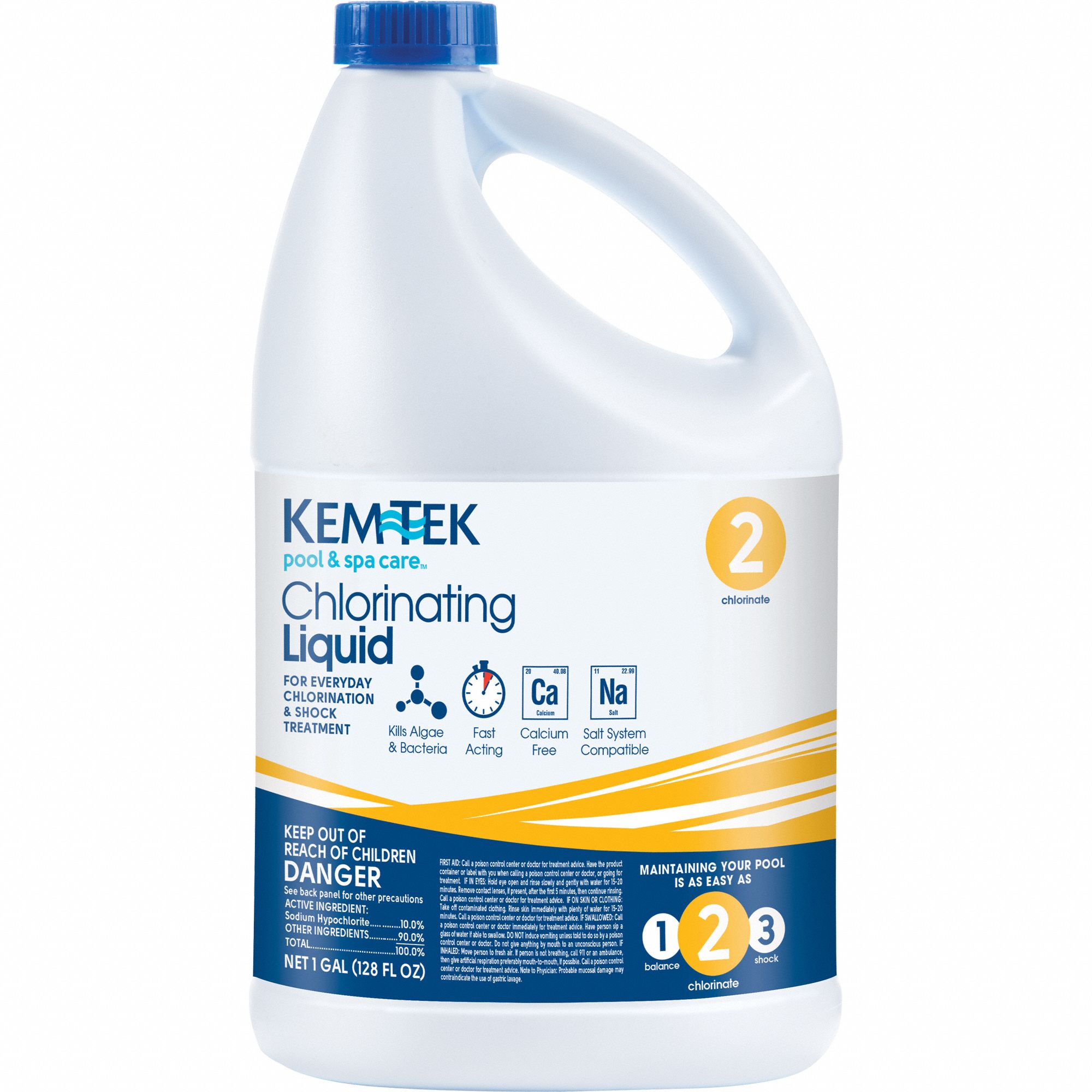 KEM TEK Liquid Chlorine Liquid, Jug, 1 gal, 72 PK 20KR6426009047371