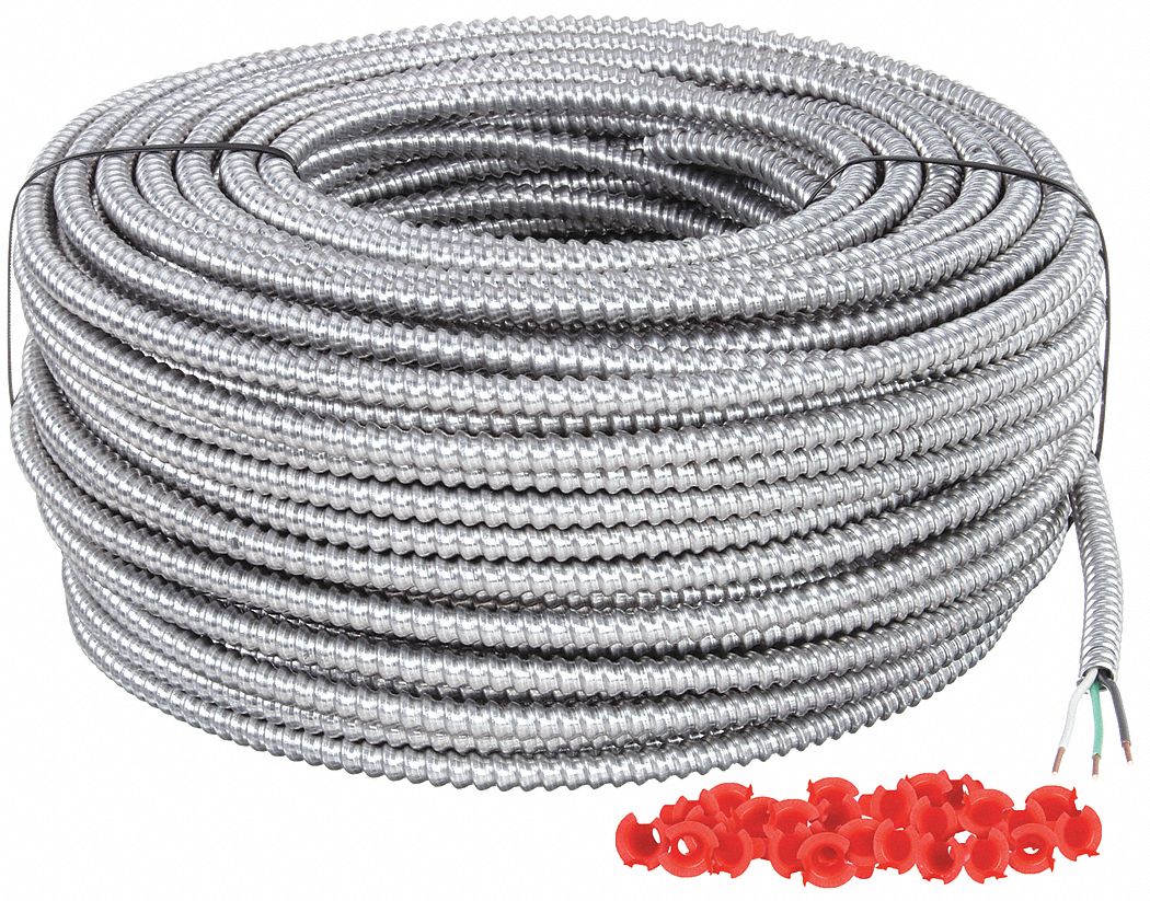 METAL CLAD ARMORED CABLE, 12 AWG WIRE SIZE, 2 WITH INSULATED CU GROUND CONDUCTORS, MC