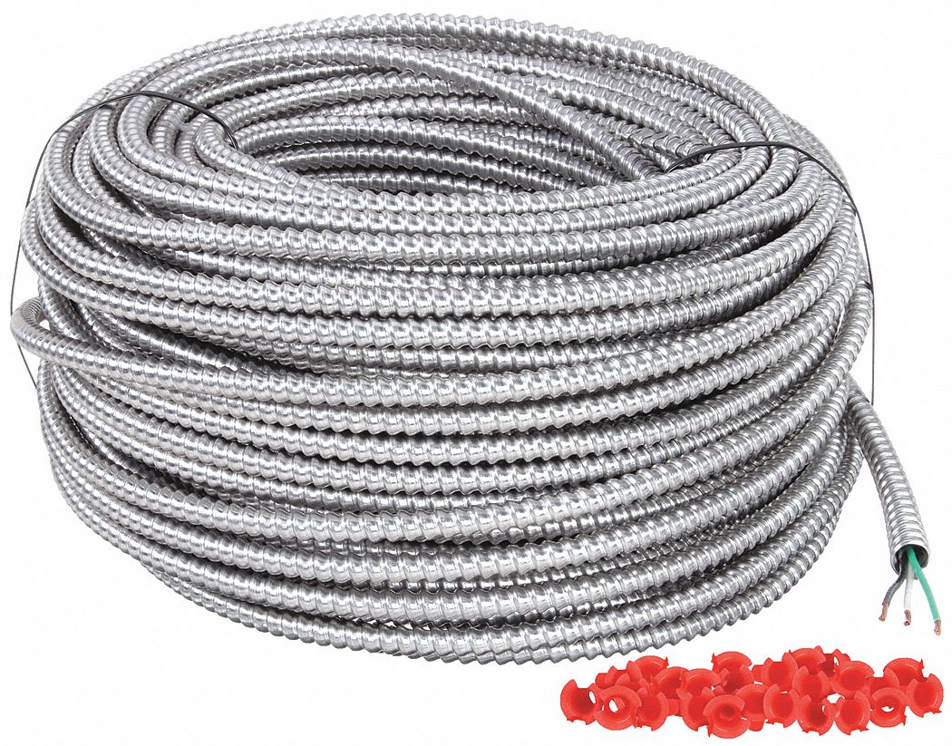 Metal Clad Armored Cable: 12 AWG, 2 Conductors, Copper, 250 ft, Aluminum, Std, THHN