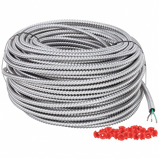 SOUTHWIRE, 12 AWG Wire Size, 2 with Insulated CU Ground Conductors, Metal  Clad Armored Cable - 20KZ58