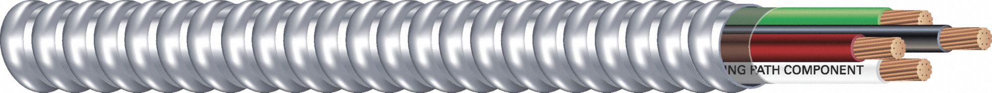 Metal Clad Armored Cable: 12 AWG, 3 Conductors, Copper, 1, 000 ft, Aluminum, Std, THHN